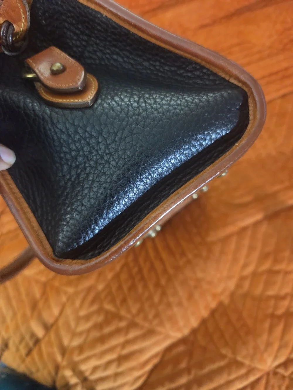 Vintage Dooney & Bourke AWL Black British Tan Satchel